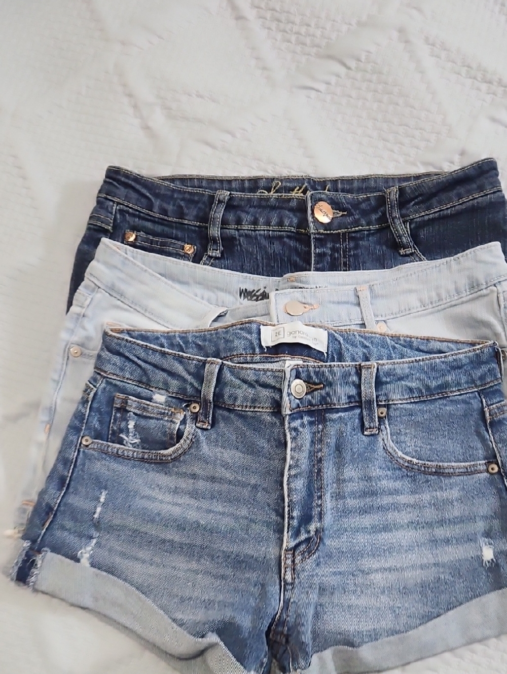 3-Pack Denim Shorts Set - Light, Medium & Dark Wash Size 6/7